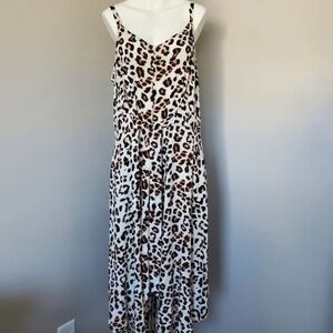 Printed Wide-Leg Cage-Back Jumpsuit sz L